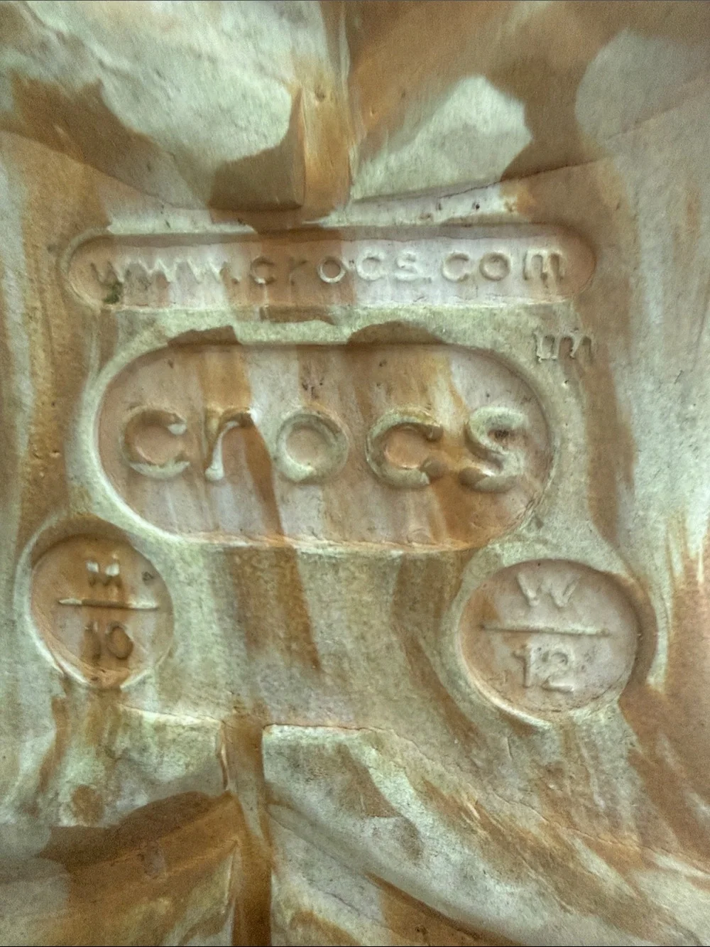 CROCS Beige Marble Clog with Multicolor Strap Cinnamon Toast Crunch